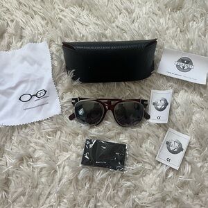 Unisex Black Leather Sunglasses Case